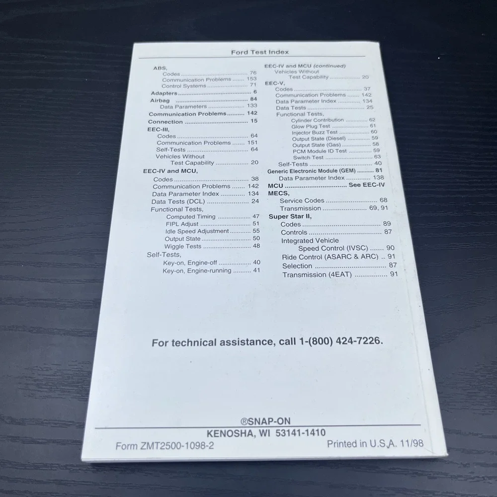 Snap-On‎ Diagnostics Scanner Tool Ford Reference Manual Ninth Edition